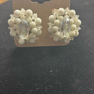 Elegant White- Milk Crystal Cluster Earrings